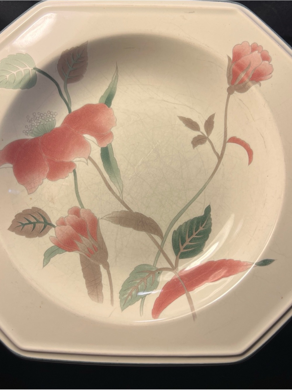 Mikasa Continental “Silk Flowers”Octagonal porcelain Bowls. Set of 3, vintage